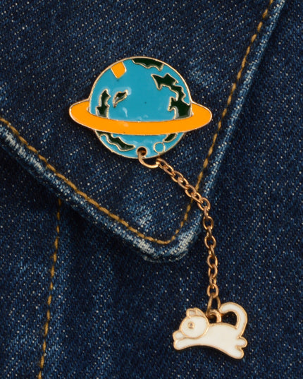 Kitűző - Accessoire fantaisiste Cat Planet