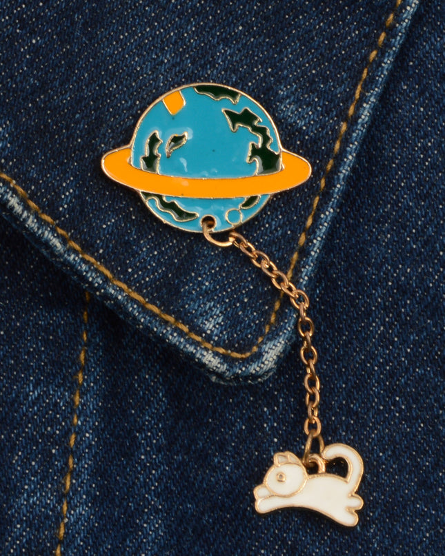 Kitűző - Accessoire fantaisiste Cat Planet