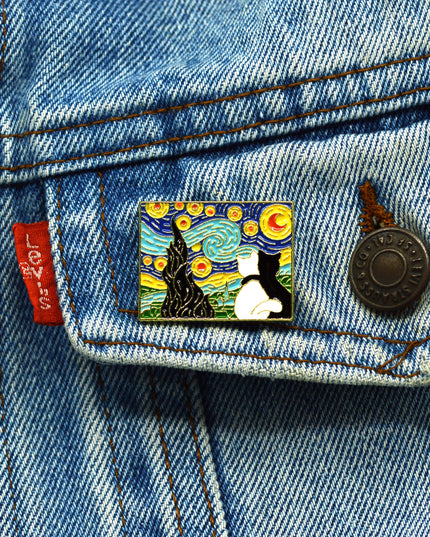 Broche - Accessoire Chats de Van Gogh pour la Saint-Valentin