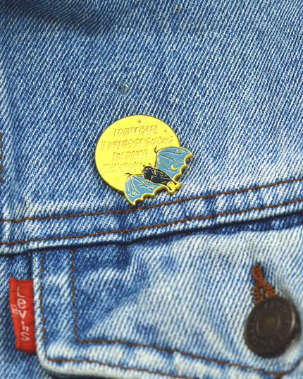 Broche chauve-souris et lune - Accessoire d'Halloween fantaisiste