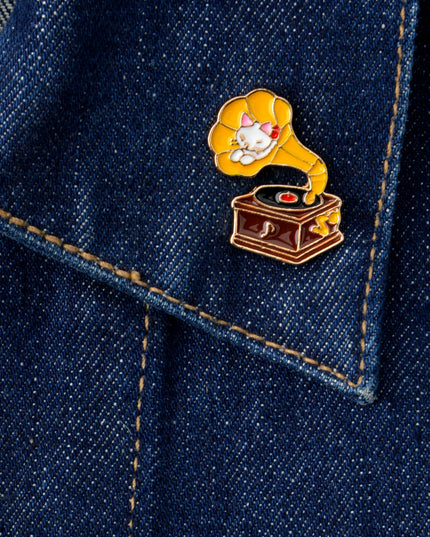 Épingle - Chat gramophone