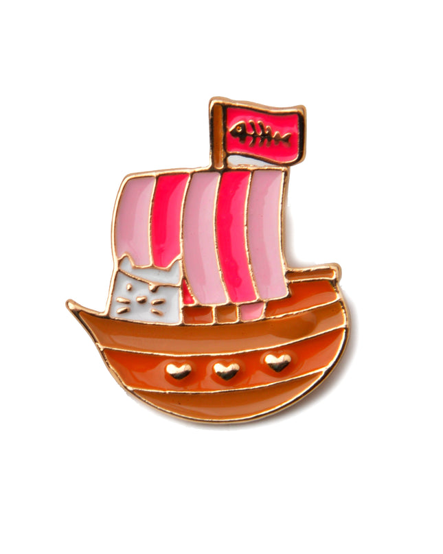 Broche bateau chat - Motif animal unique