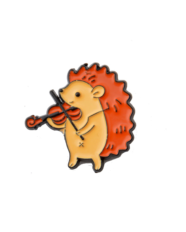 Broche Hérisson Joueur de Violonnette - Accessoire Musical Charmant