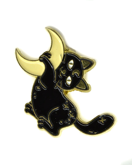 Broche Chat Lune - Accessoire de costume d'Halloween charmant