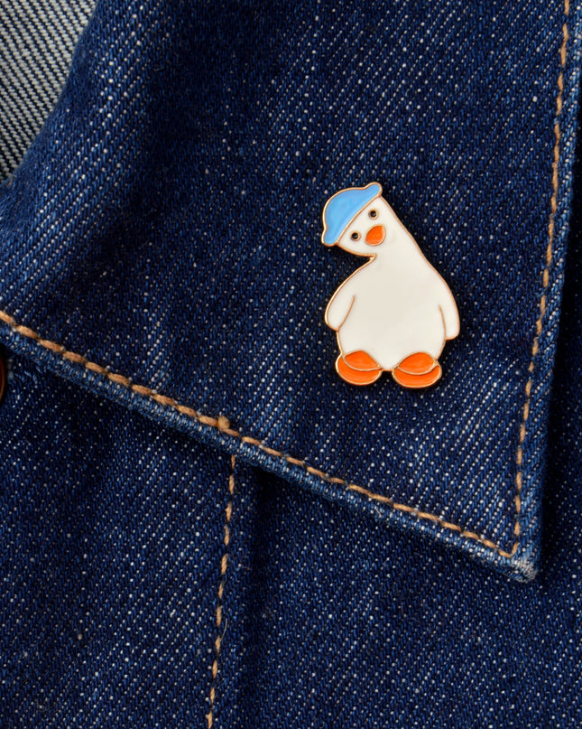 Broche oie coiffée d'un chapeau - Accessoire nature amusant