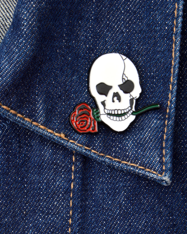 Broche tête de mort rose - Accessoire de costume d'Halloween