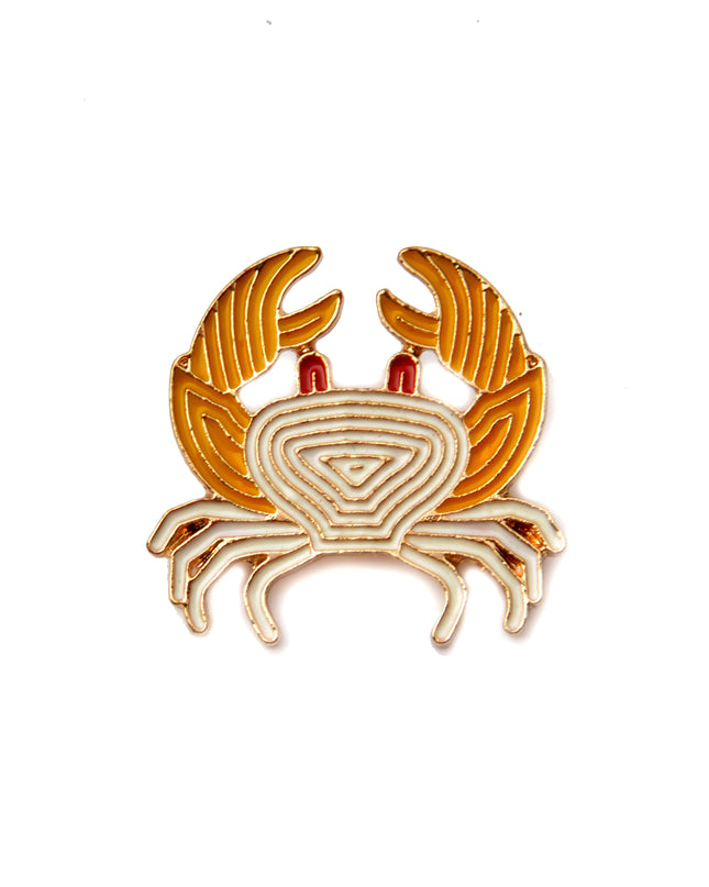 Broche crabe jaune - Accessoire amusant et coloré