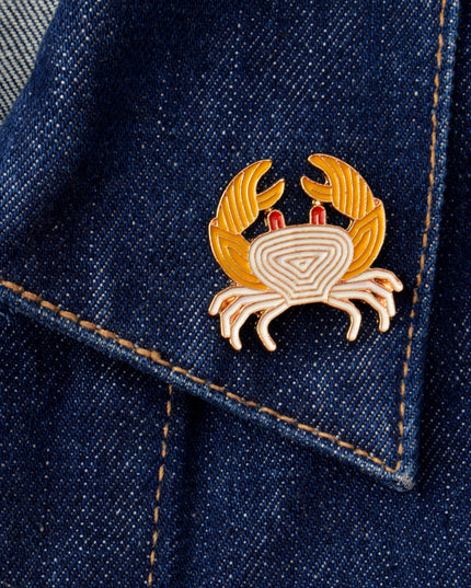 Broche crabe jaune - Accessoire amusant et coloré