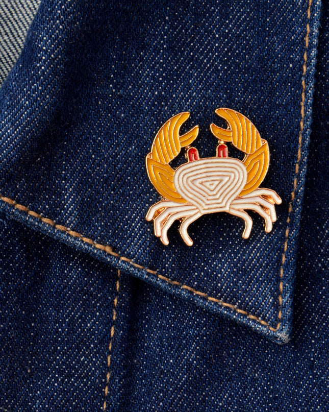 Broche crabe jaune - Accessoire amusant et coloré