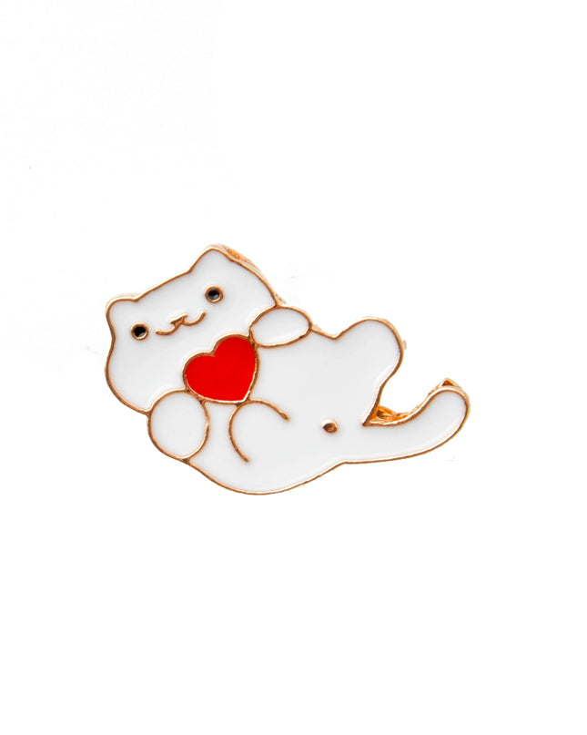 Broche Chat en forme de cœur - Un accessoire de fête adorable pour tous