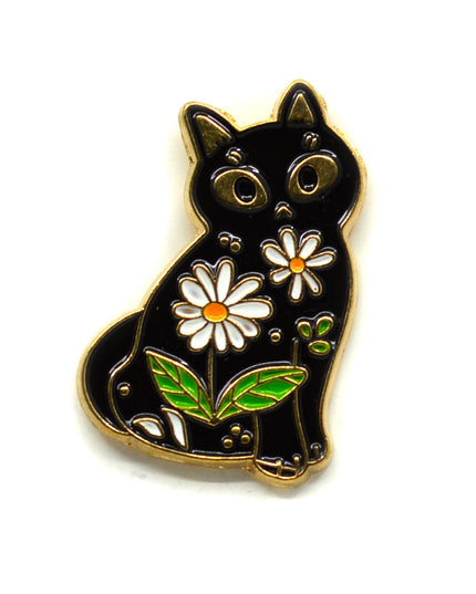 Broche - Chat fleuri