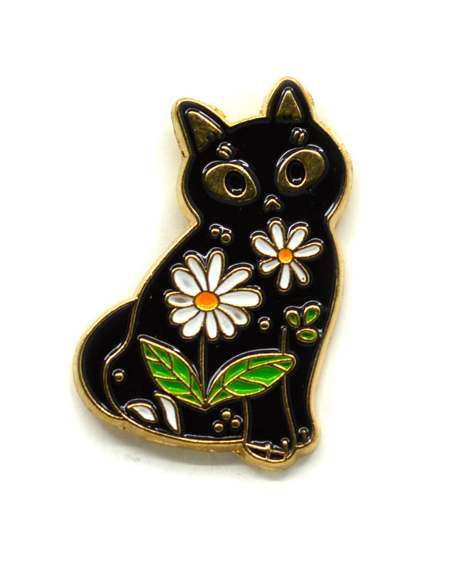 Broche - Chat fleuri