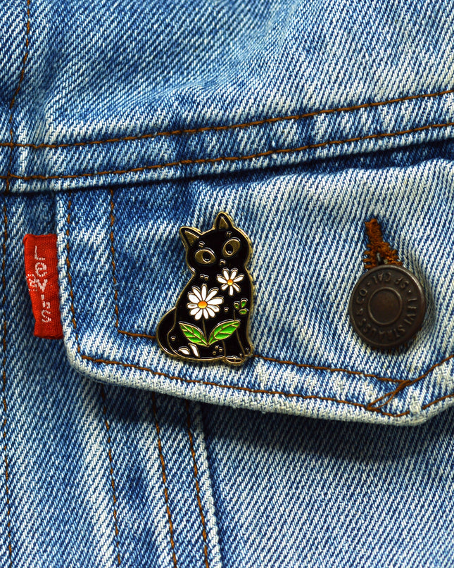 Broche - Chat fleuri