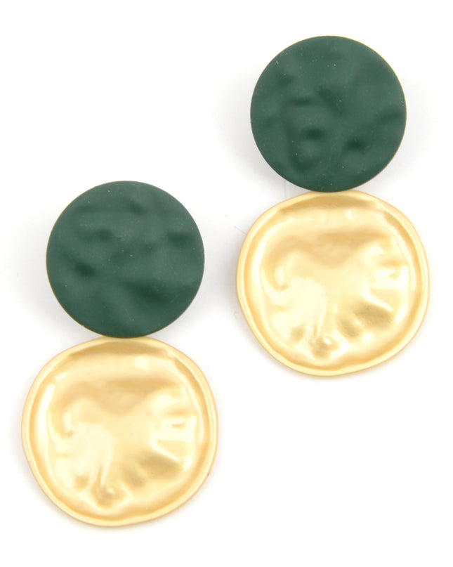 Boucles d'oreilles disque vert