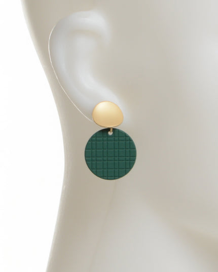 Boucles d'oreilles disque vert - I