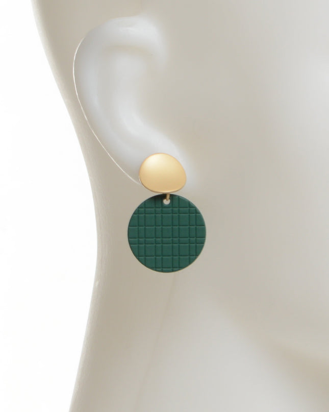 Boucles d'oreilles disque vert - I