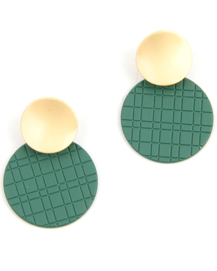 Boucles d'oreilles disque vert - I