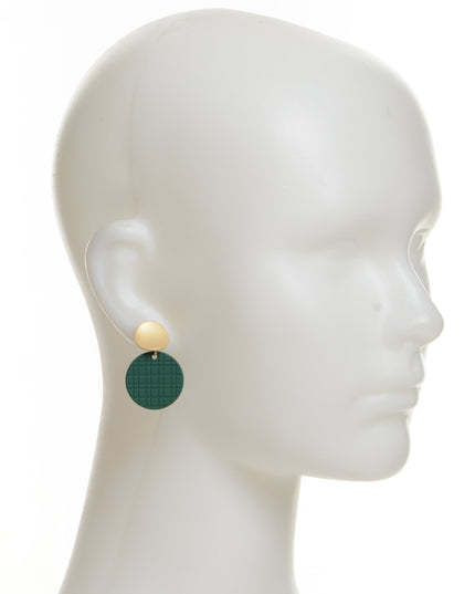 Boucles d'oreilles disque vert - I