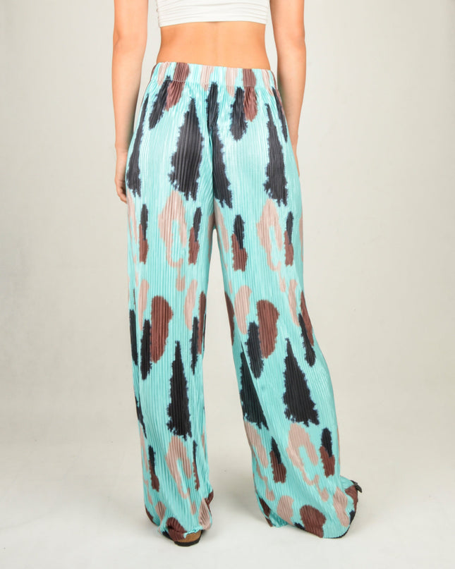 Pantalon en crêpe - Turquoise moucheté | Confortable pour la maison