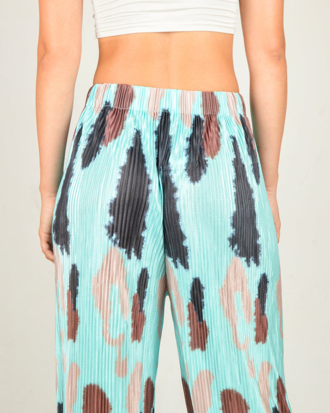 Pantalon en crêpe - Turquoise moucheté | Confortable pour la maison