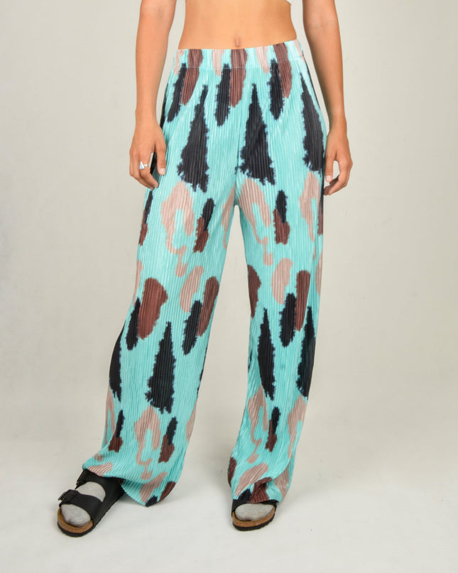 Pantalon en crêpe - Turquoise moucheté | Confortable pour la maison