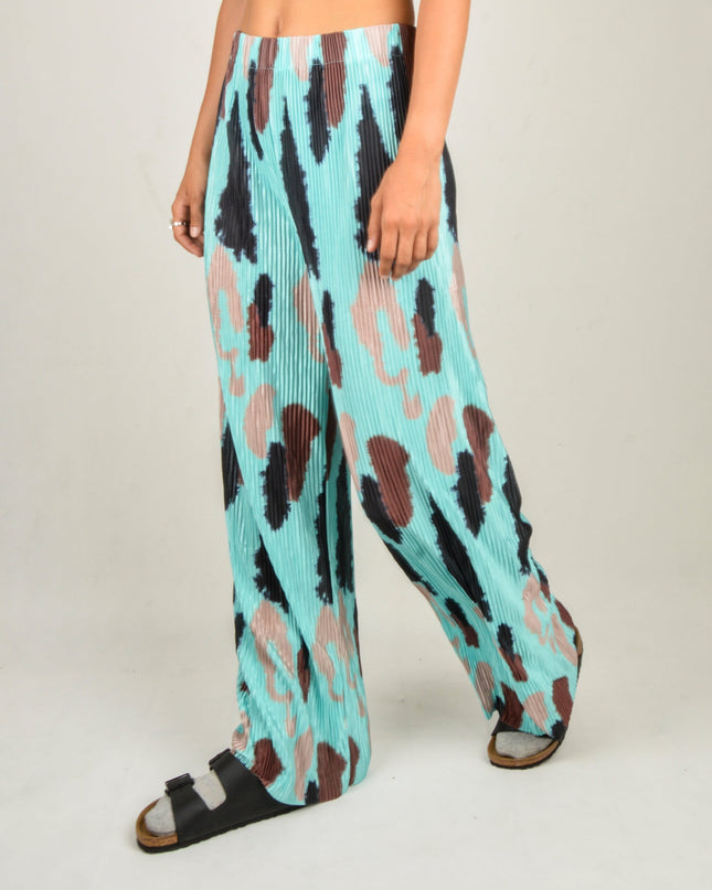 Pantalon en crêpe - Turquoise moucheté | Confortable pour la maison