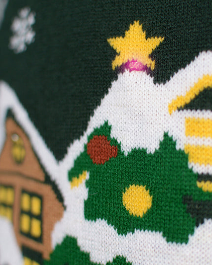 Pull de Noël LED pour femme « Le Père Noël arrive en ville »