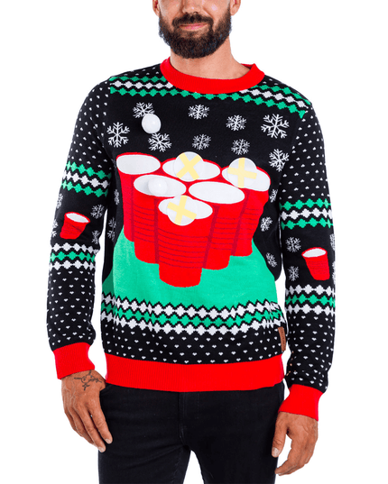Men's Cheer Pong Game Ugly Christmas Sweater