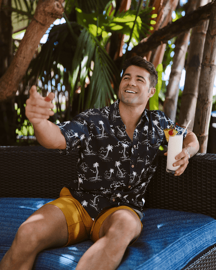 Men's Monochrome Moonlight Hawaiian Shirt