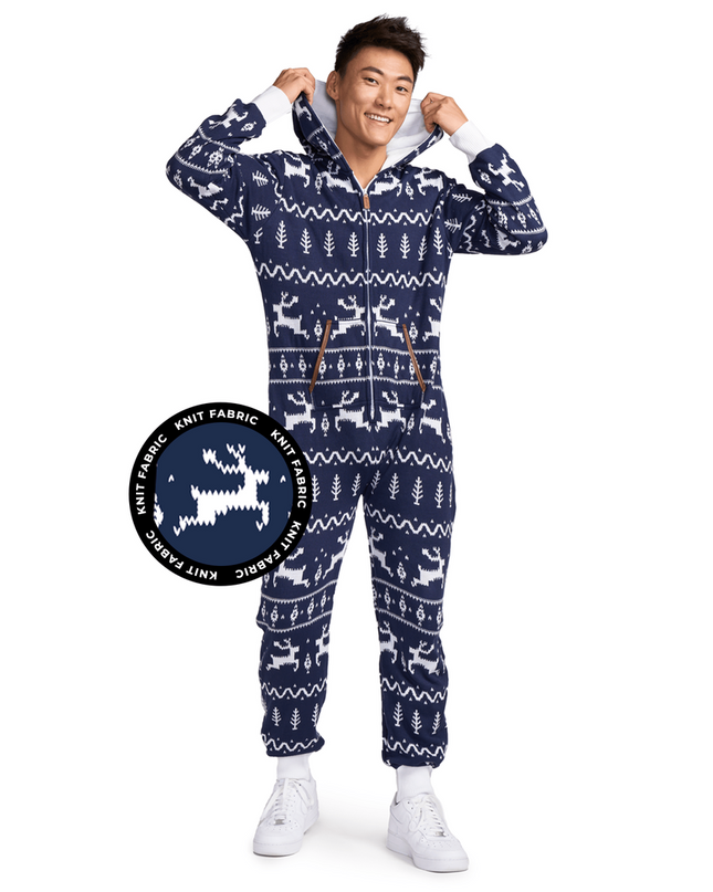 Men's Navy Fair Isle Knit Jumpsuit