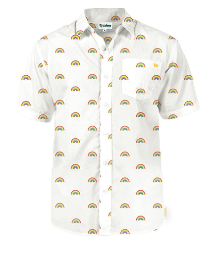 Men's White Rainbow Button Down Shirt