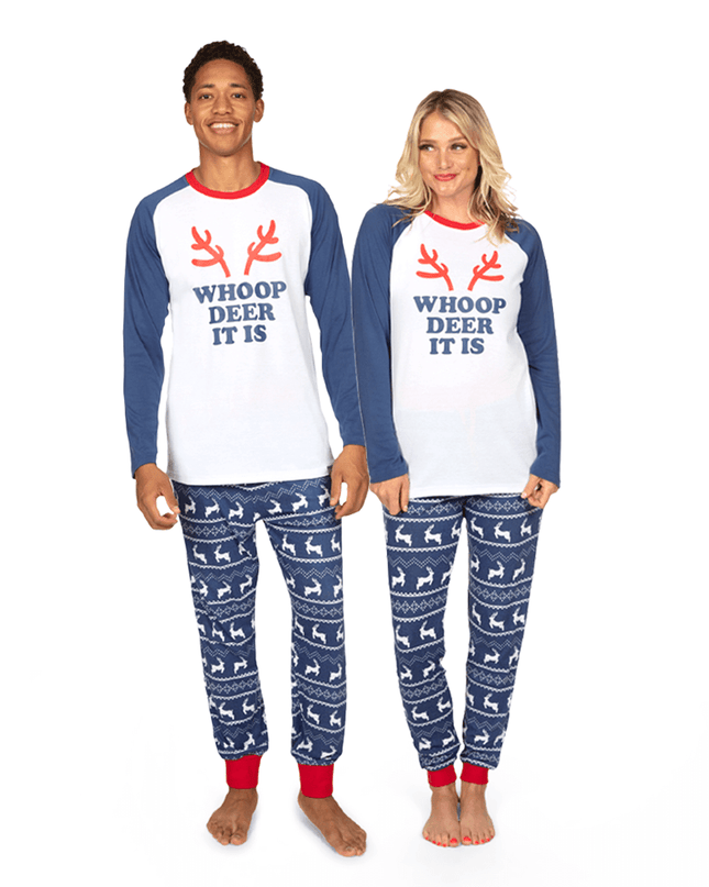 Matching Whoop Deer It Is Couples Pajamas