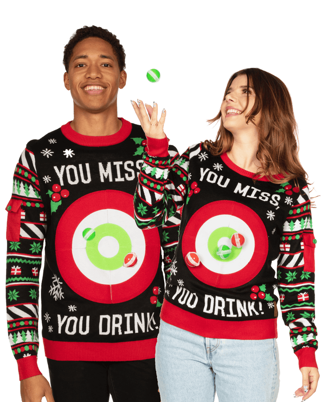 Matching Drinking Game Couples Ugly Christmas Sweater