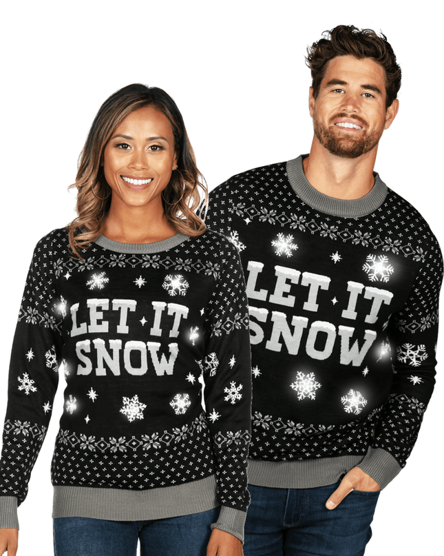 Matching Let It Snow Light Up Couples Ugly Christmas Sweater
