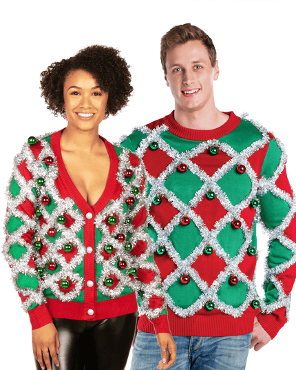 Matching Tacky Tinsel Couples Ugly Christmas Sweater