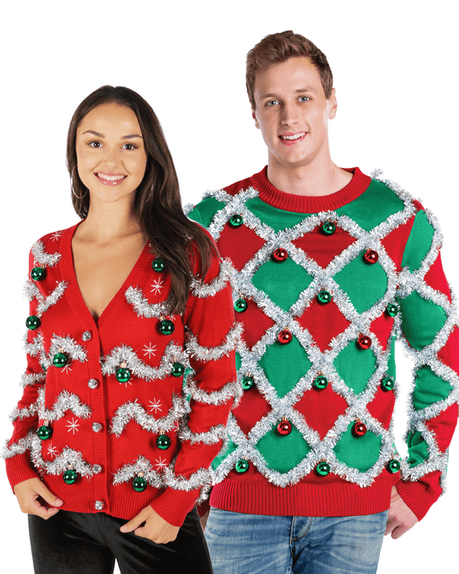 Matching Tacky Tinsel Couples Ugly Christmas Sweater