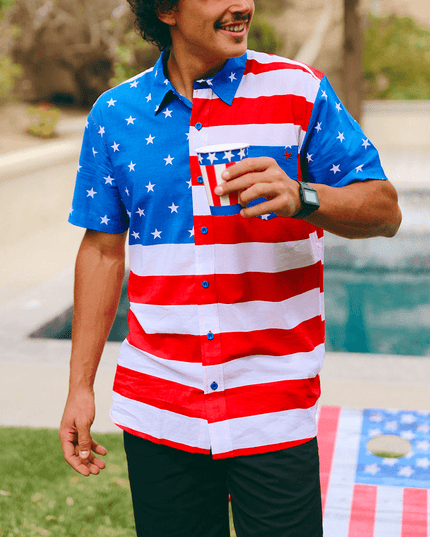 Men's American Flag Button Down Shirt