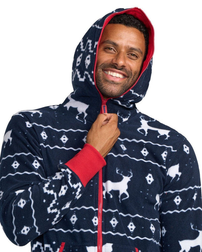 Men's Blue Reindeer Jumpsuit