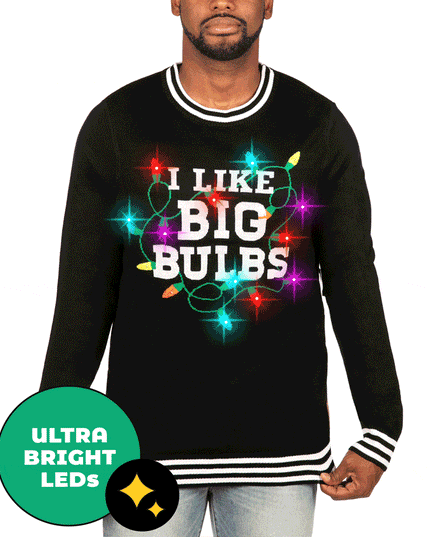 Men's I Like Big Bulbs Light Up Ugly Christmas Sweater