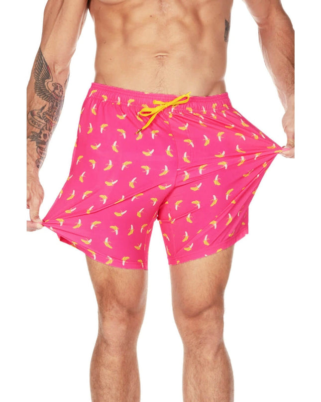 Pink Banana Peel Stretch Swim Trunks - 7.5" Inseam