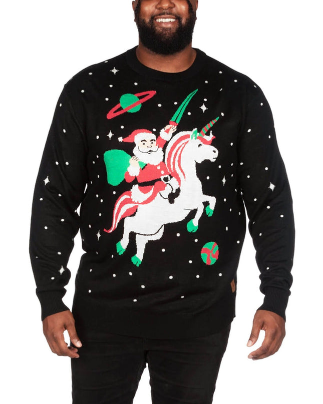 Men's Santa Unicorn Big and Tall Ugly Christmas Sweater