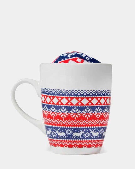 Boxer de Noël bleu et rouge pour homme avec motif de rennes + Mug de Noël