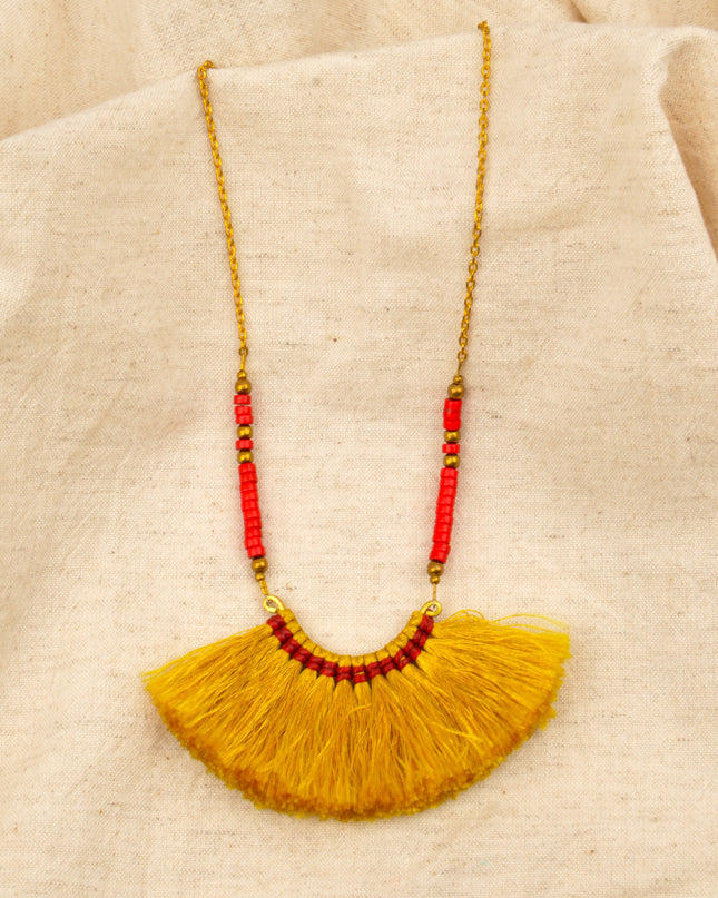 Collier à franges - Accessoire de Noël jaune