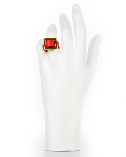 Bague en cuir rouge - Accessoire festif pour les fêtes