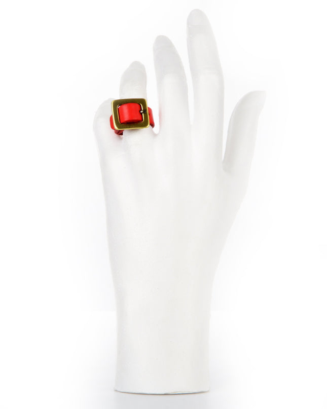 Bague en cuir rouge - Accessoire festif pour les fêtes