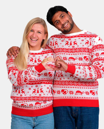 Pull de Noël à rayures rouges et blanches