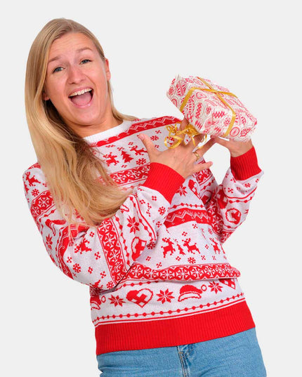 Pull de Noël à rayures rouges et blanches