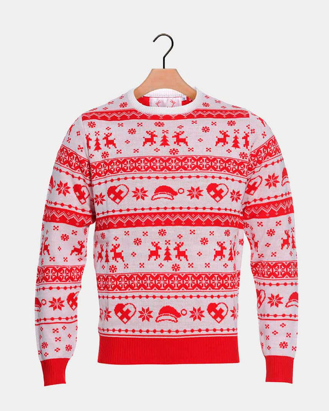 Pull de Noël à rayures rouges et blanches
