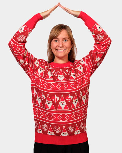 Pull de Noël à rayures rouges avec le Père Noël