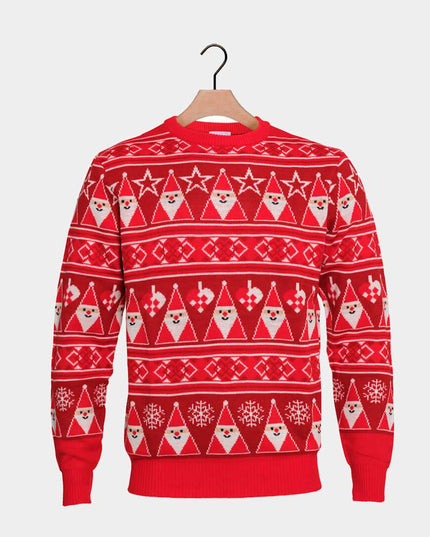 Pull de Noël à rayures rouges avec le Père Noël